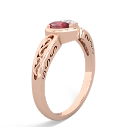 Pink Tourmaline Filligree 'One Heart' 14K Rose Gold ring R5070