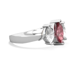 Pink Tourmaline Three Peeks 14K White Gold ring R2433