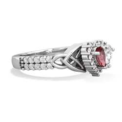 Pink Tourmaline Celtic Knot Two Hearts As One 14K White Gold ring R2644HRT