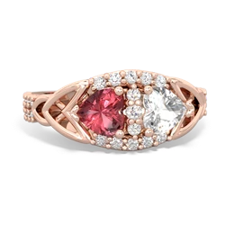 Pink Tourmaline Sparkling Celtic Knot 14K Rose Gold ring R2645