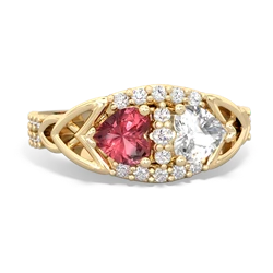 Pink Tourmaline Sparkling Celtic Knot 14K Yellow Gold ring R2645