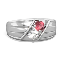 Pink Tourmaline Men's Streamline 14K White Gold ring R0460