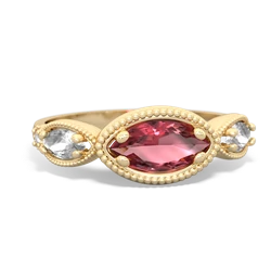 Pink Tourmaline Milgrain Marquise 14K Yellow Gold ring R5700