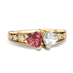 Pink Tourmaline Heart To Heart 14K Yellow Gold ring R3342