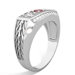 Pink Tourmaline Three Stone Tire Tread Men's 14K White Gold ring R0520