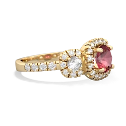 Pink Tourmaline Regal Halo 14K Yellow Gold ring R5350