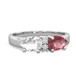 Pink Tourmaline Pear Bowtie 14K White Gold ring R0865