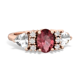 Pink Tourmaline Antique Style Three Stone 14K Rose Gold ring R2186