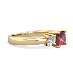 Pink Tourmaline Three Stone Trellis 14K Yellow Gold ring R4015