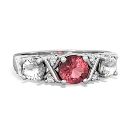 Pink Tourmaline Hugs And Kisses 14K White Gold ring R5016