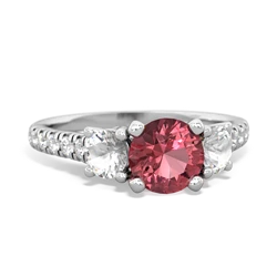 Pink Tourmaline Pave Trellis 14K White Gold ring R5500