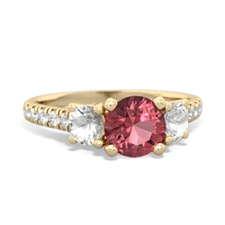 Pink Tourmaline Pave Trellis 14K Yellow Gold ring R5500