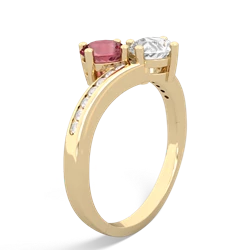 Pink Tourmaline Channel Set Two Stone 14K Yellow Gold ring R5303