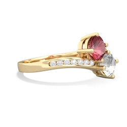 Pink Tourmaline Channel Set Two Stone 14K Yellow Gold ring R5303