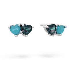 Turquoise Sweethearts 14K White Gold earrings E5260