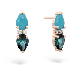 Turquoise Bowtie Drop 14K Rose Gold earrings E0865