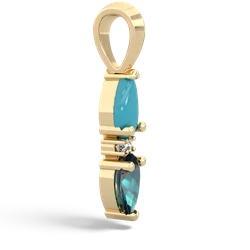 Turquoise Bowtie Drop 14K Yellow Gold pendant P0865