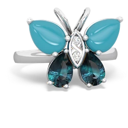 Turquoise Butterfly 14K White Gold ring R2215