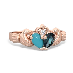 Turquoise 'Our Heart' Claddagh 14K Rose Gold ring R2388