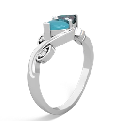 Turquoise Floral Elegance 14K White Gold ring R5790