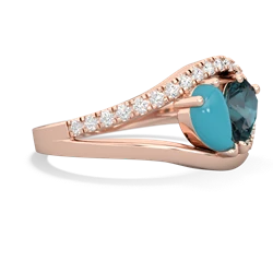 Turquoise Nestled Heart Keepsake 14K Rose Gold ring R5650