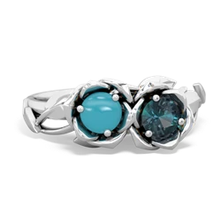 Turquoise Rose Garden 14K White Gold ring R5510