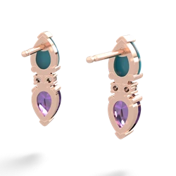 Turquoise Bowtie Drop 14K Rose Gold earrings E0865