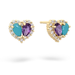 Turquoise Halo 14K Yellow Gold earrings E7008