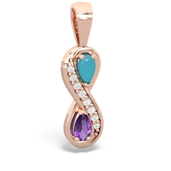 Turquoise Diamond Infinity 14K Rose Gold pendant P5390