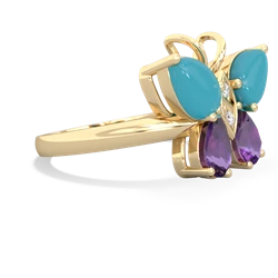 Turquoise Butterfly 14K Yellow Gold ring R2215