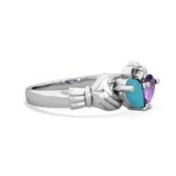 Turquoise 'Our Heart' Claddagh 14K White Gold ring R2388