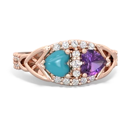 Turquoise Sparkling Celtic Knot 14K Rose Gold ring R2645