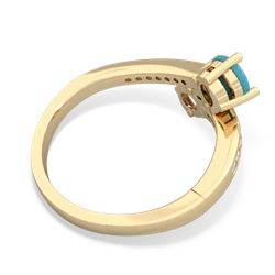 Turquoise Channel Set Two Stone 14K Yellow Gold ring R5303