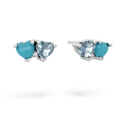 Turquoise Sweethearts 14K White Gold earrings E5260