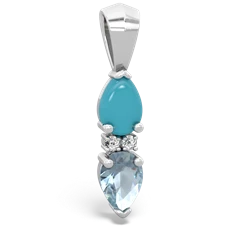 Turquoise Bowtie Drop 14K White Gold pendant P0865