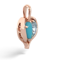 Turquoise Two Become One 14K Rose Gold pendant P5330