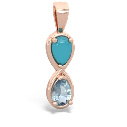 Turquoise Infinity 14K Rose Gold pendant P5050