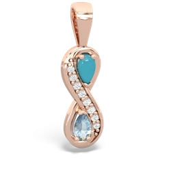 Turquoise Diamond Infinity 14K Rose Gold pendant P5390