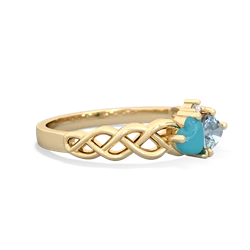 Turquoise Heart To Heart Braid 14K Yellow Gold ring R5870