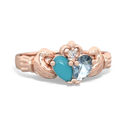 Turquoise 'Our Heart' Claddagh 14K Rose Gold ring R2388