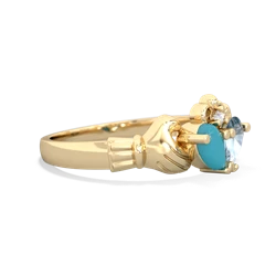 Turquoise 'Our Heart' Claddagh 14K Yellow Gold ring R2388