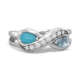 Turquoise Diamond Infinity 14K White Gold ring R5390