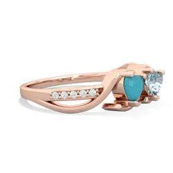 Turquoise Side By Side 14K Rose Gold ring R3090