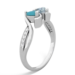 Turquoise Side By Side 14K White Gold ring R3090