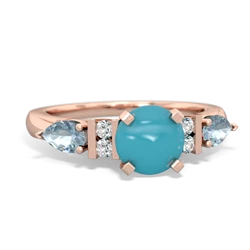 Turquoise 6Mm Round Eternal Embrace Engagement 14K Rose Gold ring R2005