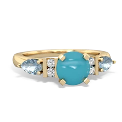 Turquoise 6Mm Round Eternal Embrace Engagement 14K Yellow Gold ring R2005