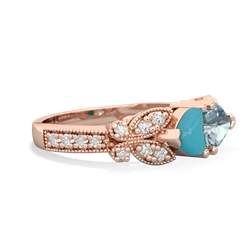 Turquoise Diamond Butterflies 14K Rose Gold ring R5601