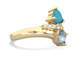 Turquoise Heart To Heart 14K Yellow Gold ring R2064