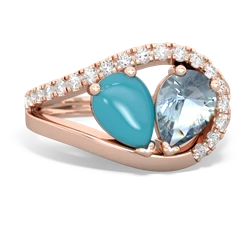 Turquoise Nestled Heart Keepsake 14K Rose Gold ring R5650