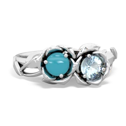 Turquoise Rose Garden 14K White Gold ring R5510